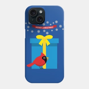 Cute Red Cardinal With Blue Gift Phone Case