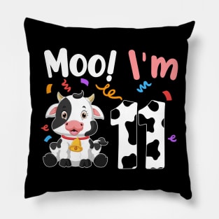 Moo I'm 11 11th Birthday Funny Cute Cow Sounds Toddler Pillow