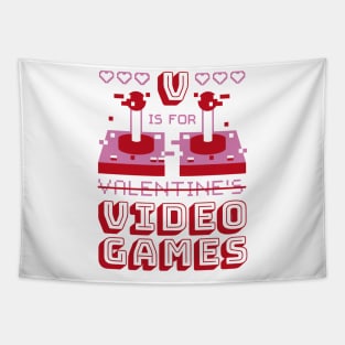 V is for Video games pixel art Tapestry