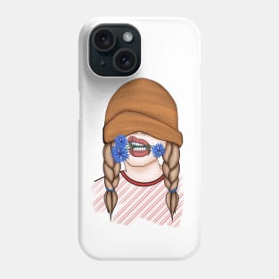 Funny girl with cornflowers Phone Case