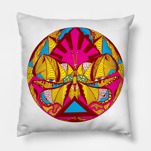 Miami Vice Sunrise Abstract Butterfly Pillow by kenallouis