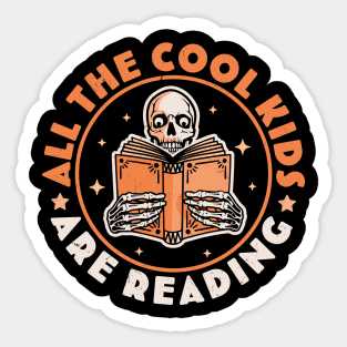 All The Cool Kids Are Reading With Cat Funny vintage retro Gift - All The  Cool Kids Are Reading Book - Sticker