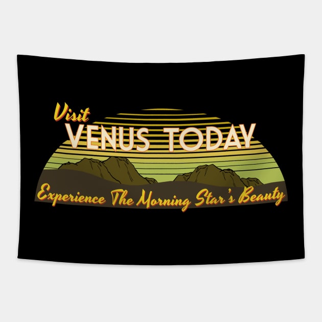 Retro Space Travel Planet Venus Vintage Space Advertisement Tapestry by MintedFresh