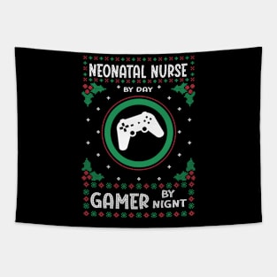 Neonatal Nurse By Day Gamer By Night - Ugly Christmas Gift Idea Tapestry