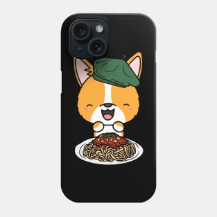 Dog eating Spaghetti - corgi Phone Case