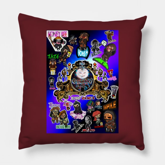 Knott's Scary Farm 50th Anniversary Stickers! Pillow by DokKaeBi Studios