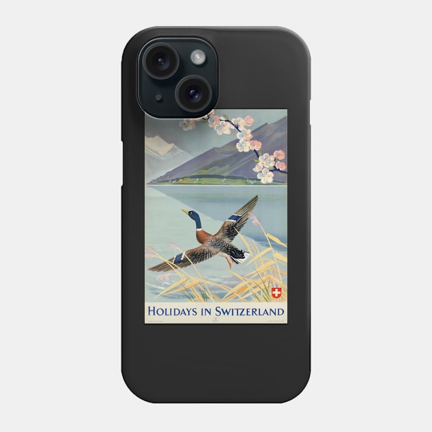 Holidays in Switzerland, Vintage Travel Poster Phone Case by BokeeLee