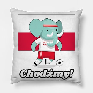 ⚽ Poland Soccer, Cute Elephant Kicks Ball, Chodźmy! Team Spirit Pillow