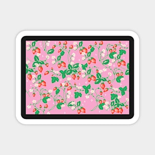 Strawberry Patch on Pink Magnet