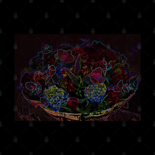 Black Panther Art - Flower Bouquet with Glowing Edges 3 by The Black Panther