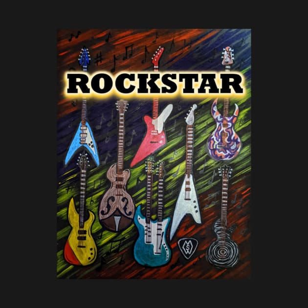 Rockstar with electric guitars by Matt Starr Fine Art