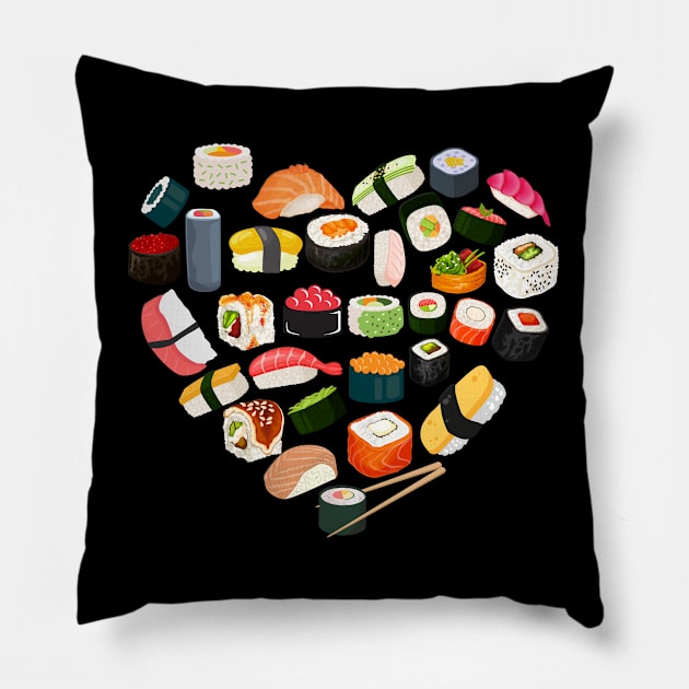 I love Sushi Life is better eating sushi ramen Chinese food addict Pillow by BoogieCreates