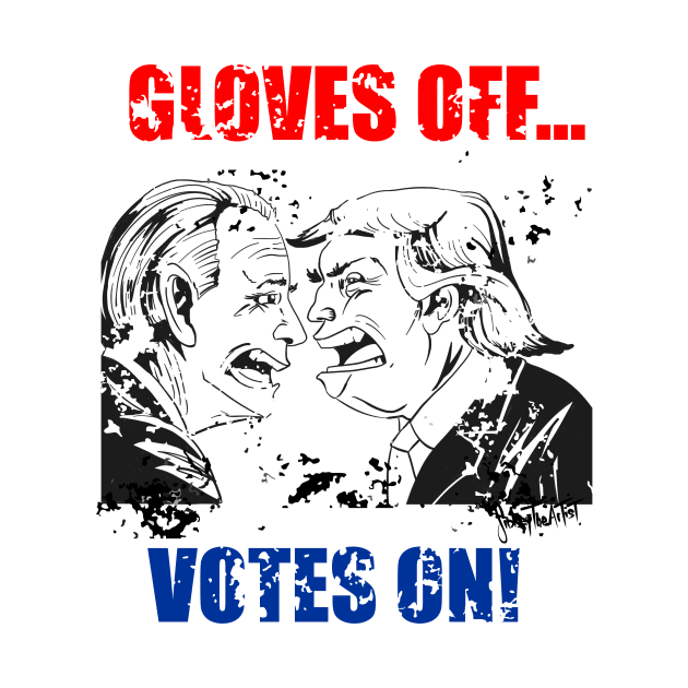 trump biden gloves off votes on redblue heavy grunge version Tshirt and Novelty gift by SidneyTees