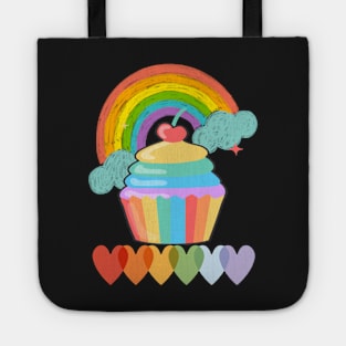 Rainbow with cup cake summer Tote