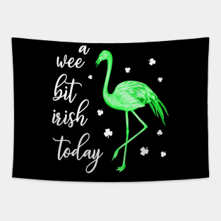 A Wee Bit Irish Today Green Flamingo St Pattys Day Tapestry