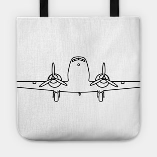 Classic Douglas DC-3 aircraft black outline graphic Tote