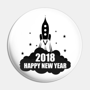 2018 Happy New Year Rocket Celebration Pin