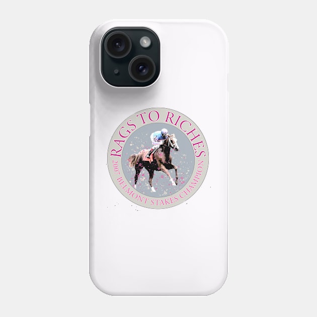 Champion Filly Rags to Riches 2007 Belmont Stakes design Phone Case by Ginny Luttrell