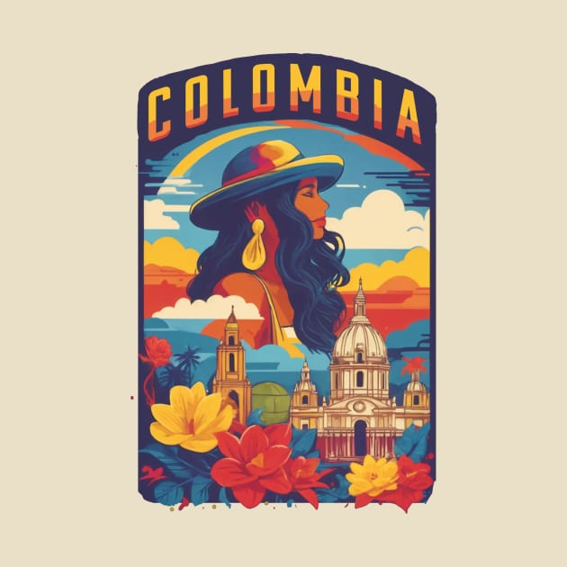 Vintage Travel Colombia Design by huefinder