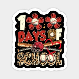 100 Days of school Baseball Leopard Style Magnet