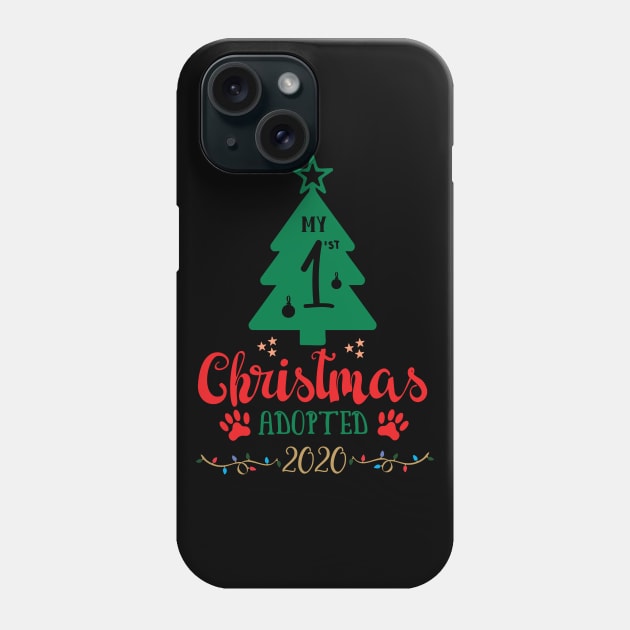 My First Christmas Adopted 2020, Xmas Tree Ugly Pajamas Gift Phone Case by Printofi.com