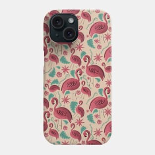 Flamazing day flamingos pattern orange background Phone Case