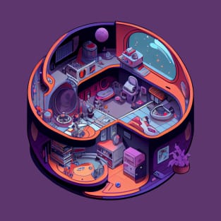 Isometric Sci-Fi Space Station T-Shirt