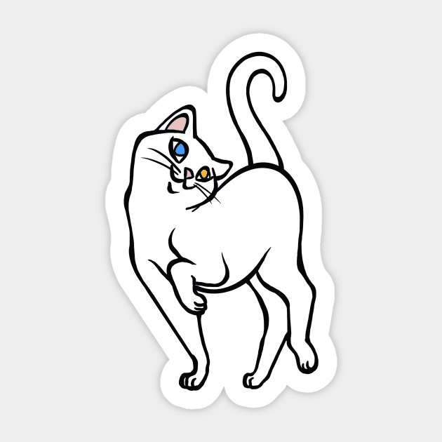 Begging for Pettings--Odd-Eyed Cat Style Sticker