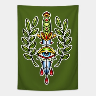 Dagger with eye and leaves Tapestry