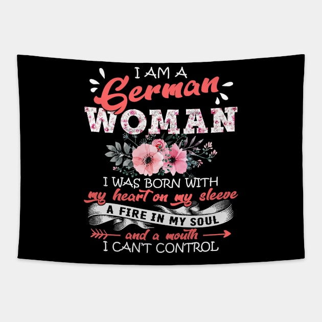 German Woman I Was Born With My Heart on My Sleeve Floral Germany Flowers Graphic Tapestry by Kens Shop