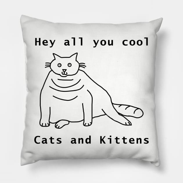 Cool Chonk Cat Line Drawing Pillow by ellenhenryart