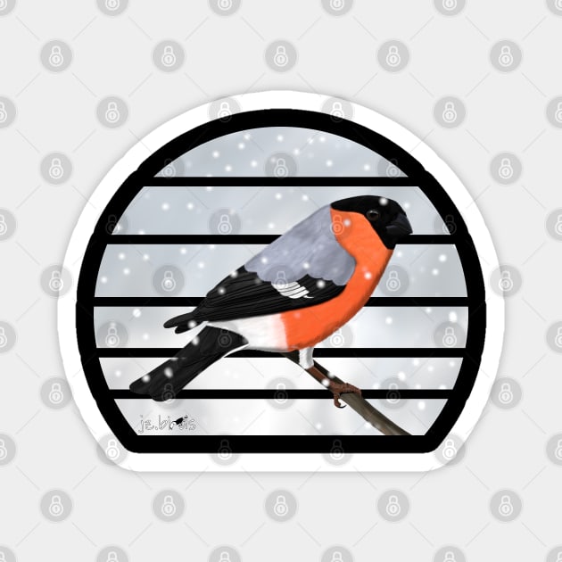 Bullfinch Winter Snow Bird Watching Birding Ornithologist Gift Magnet by jzbirds