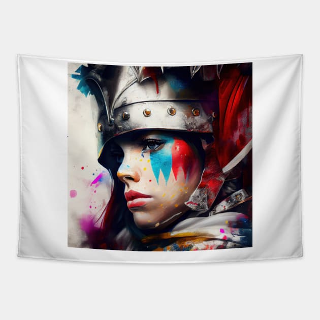 Powerful Medieval Warrior Woman #1 Tapestry by Chromatic Fusion Studio