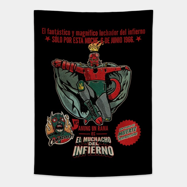 El Muchacho del Infierno - COLLABORATION with Demonigote Tapestry by Krobilad