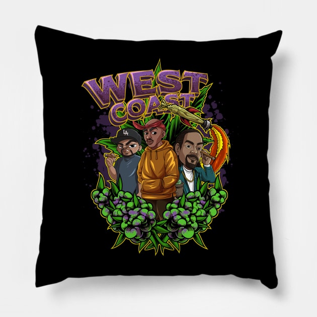 West Coast Rapper Illustration Pillow by namanyastudios