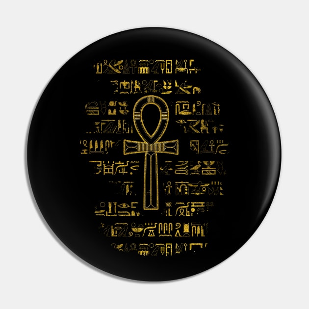 Gold Egyptian Ankh Cross symbol Pin by Nartissima