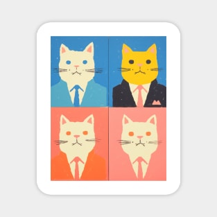 Cute Cats Modern Andy Warhol Style. Bright Vibrant Painted  Cats Magnet