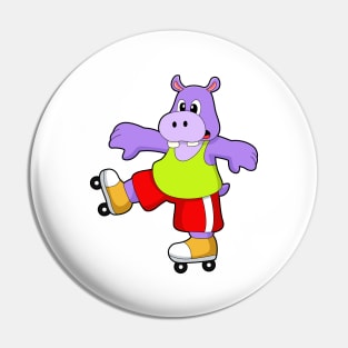Hippo as Skater with Inline skates Pin