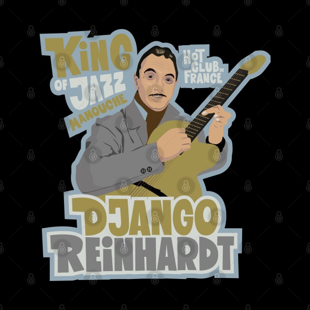 Django Reinhardt: A Jazz Guitar Legend Brought to Life with this Captivating Illustration. by Boogosh