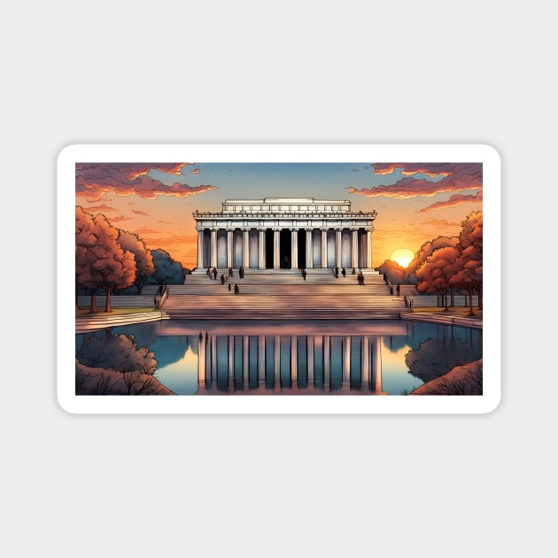 Lincoln Memorial at Sunset Magnet by LM Designs by DS