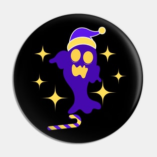 Funny Halloween Christmas Ghost with Candy Canes Pin