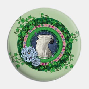 Cockatoo  Flowers Ivy Art Nouveau Style Pin