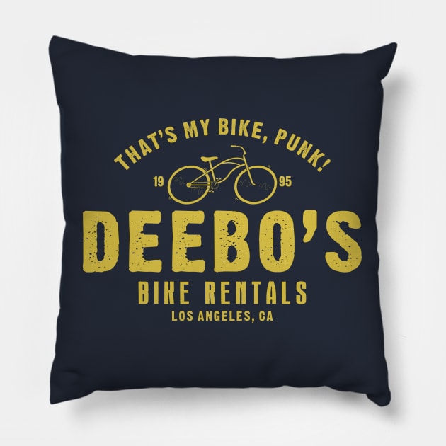 deebo's bike rentals Pillow by small alley co