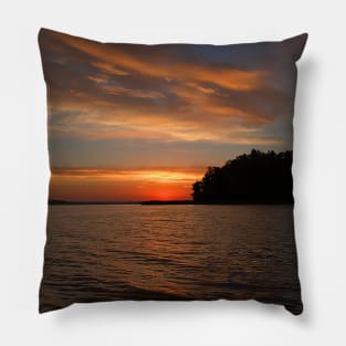 Sunrise over lake. Pillow