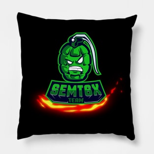 Semt6x logo with flame black Pillow