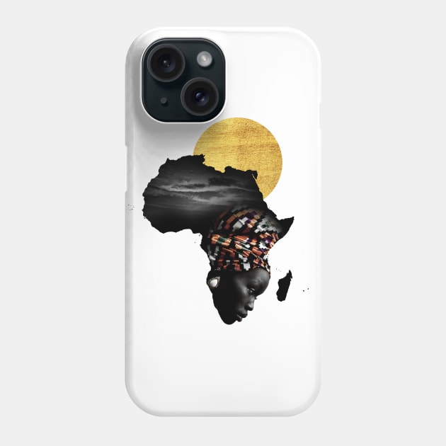 Africa Map Afrocentric Black Woman Portrait Phone Case by Inogitna Designs