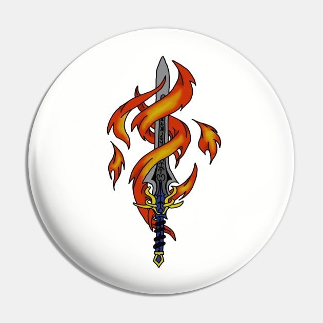 Flaming Sword Pin by Invisible_Dragon