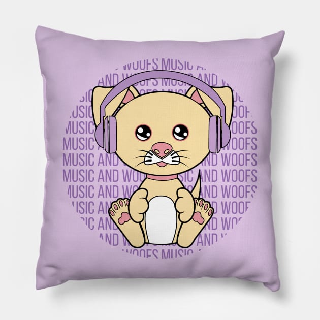 All I Need is music and dogs, music and dogs, music and dogs lover Pillow by JS ARTE