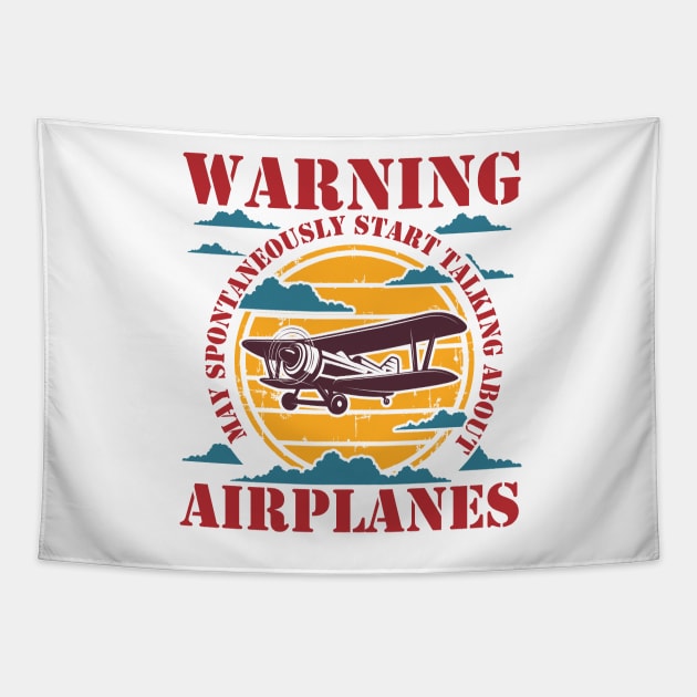 WARNING MAY SPONTANEOUSLY START TALKING ABOUT AIRPLANES RETRO SUNSET Tapestry by HomeCoquette