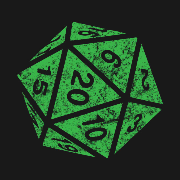 RPG Dice d20 | Distressed Green Color - Dnd - T-Shirt | TeePublic